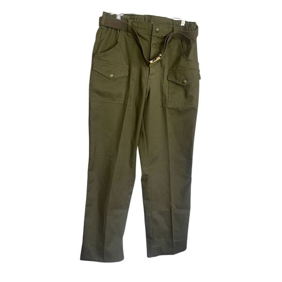 Boy Scouts of America Mens Green Uniform Cargo Pants With BSA Belt Size 33 - Picture 1 of 12